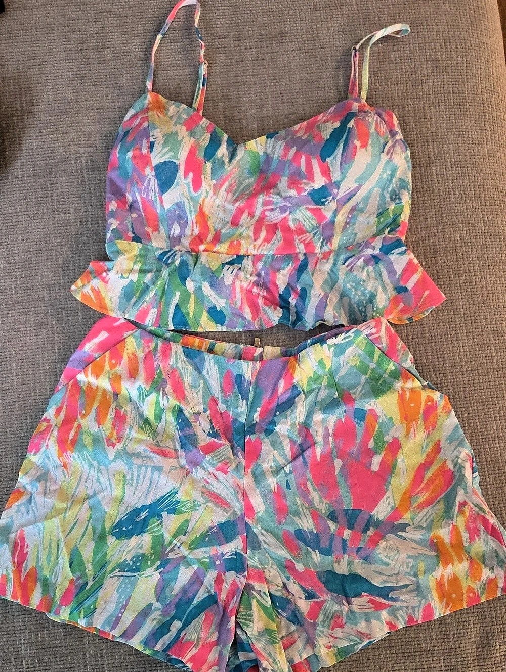 Lilly Pulitzer Linnea Set Abstract Print Two-Piece Set Size 4